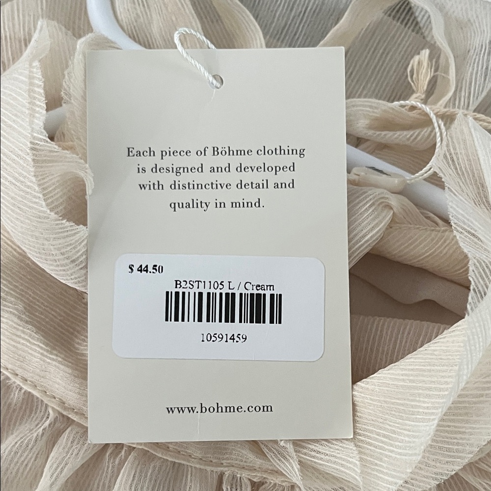 BLU Pepper Women’s Cream Blouse Size Large New With Tags - Picture 7 of 11